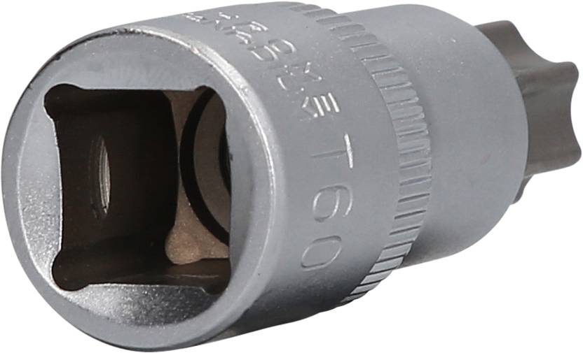 Steckschlüssel-Einsatz mit Torx-Profil, Größenangabe 'T60' auf der Seite, aus Metall, geeignet für mechanische Anwendungen.