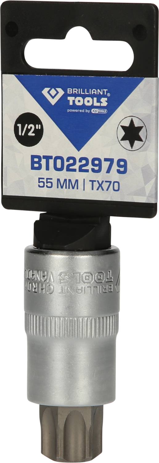 'Brilliant Tools' 55 mm, TX70 Stecknuss mit 1/2 Zoll Antrieb. Ideal für präzises Arbeiten an Fahrzeugen und Maschinen.