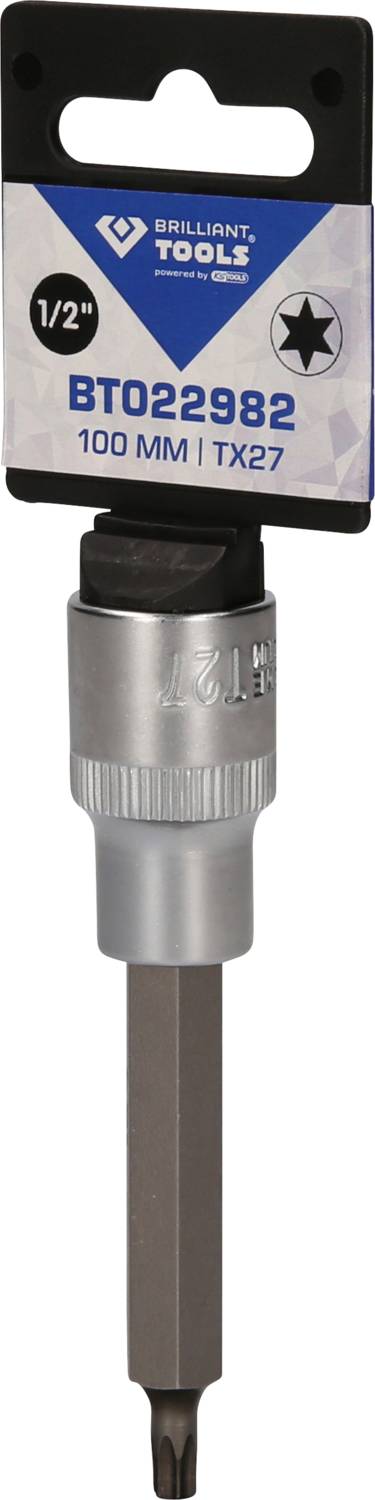Sechskant-Bit mit Halterung 'Brilliant Tools', TX27, 100 mm Länge, für Schrauben und Montagearbeiten.