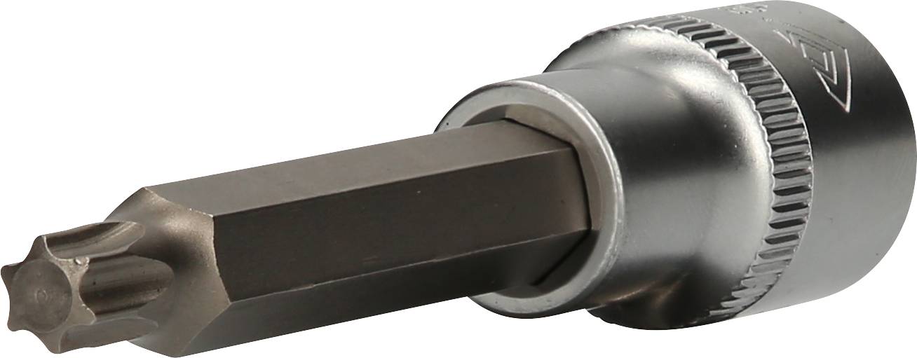 Ein silberner Schraubendreheraufsatz mit sternförmiger Spitze, für Präzisionsarbeiten oder spezielle Schraubenarten geeignet.