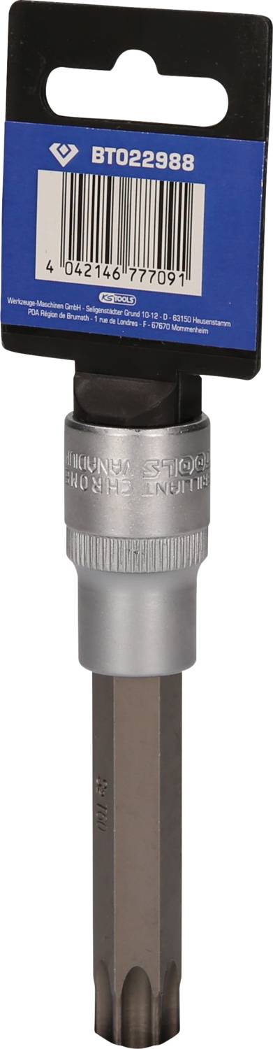 Bohrer mit sechskantiger Spitze und blauer Verpackung. EAN: '4024166777091'.