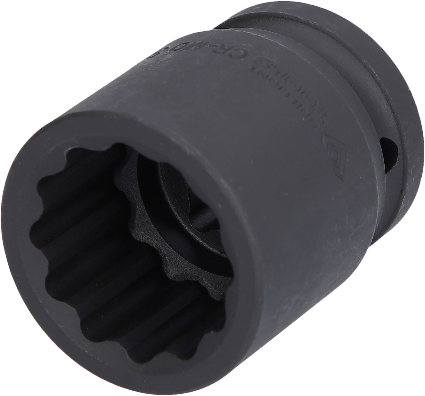 Steckschlüssel für 16er Zündkerzen, schwarz, gerändelte Innenseite für festen Halt, geeignet zum Anziehen oder Lösen von Schrauben.