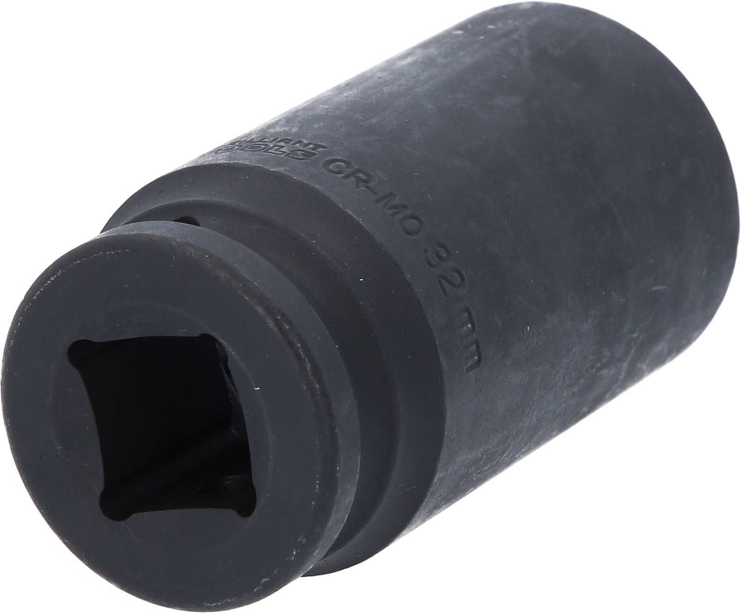 Eine schwarze Sechskant-Stecknuss aus Metall, geeignet zum Anziehen oder Lösen von Muttern und Schrauben in mechanischen Anwendungen.