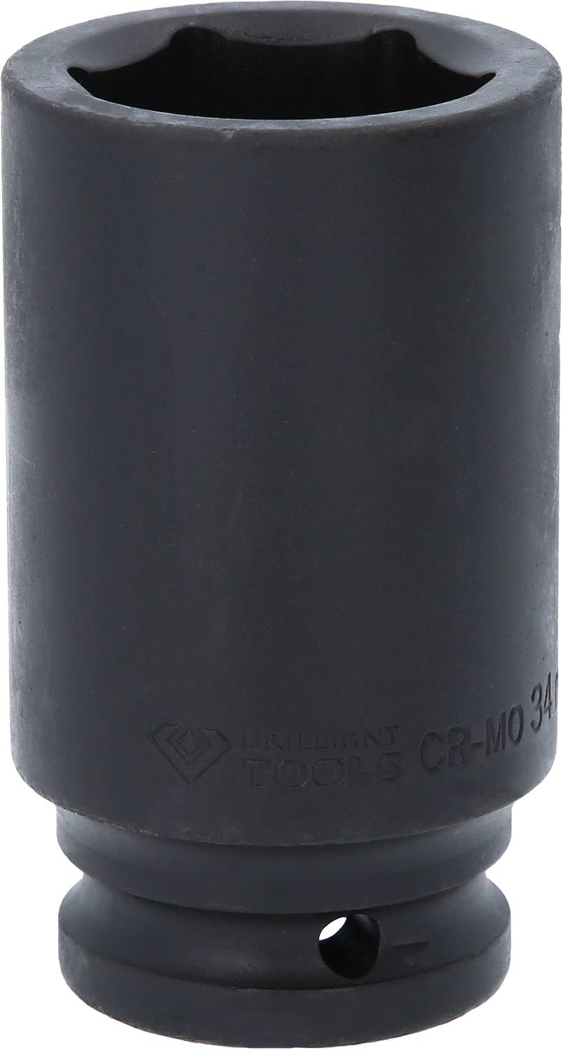 Steckschlüsseleinsatz aus schwarzem Stahl mit Sechskantöffnung, verwendet zum Anziehen oder Lösen von Muttern und Schrauben.