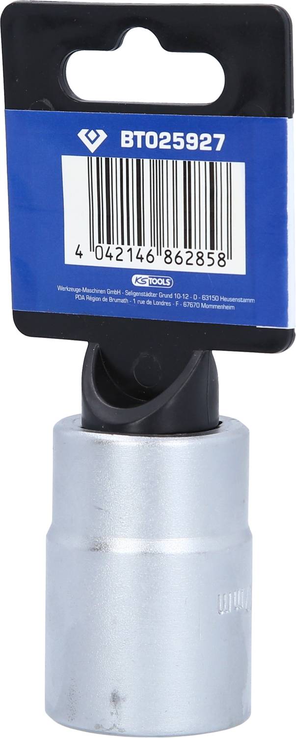 Steckschlüssel mit blauem Etikett und Barcode. Produktcode: BT025927. Hauptsächlich für mechanische Anwendungen verwendet.