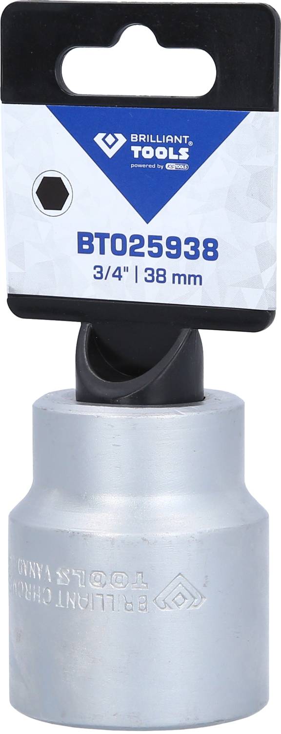 Stecknuss mit Griff, Größe 3/4 Zoll, 38 mm, von Brilliant Tools, geeignet für verschiedene mechanische Anwendungen.