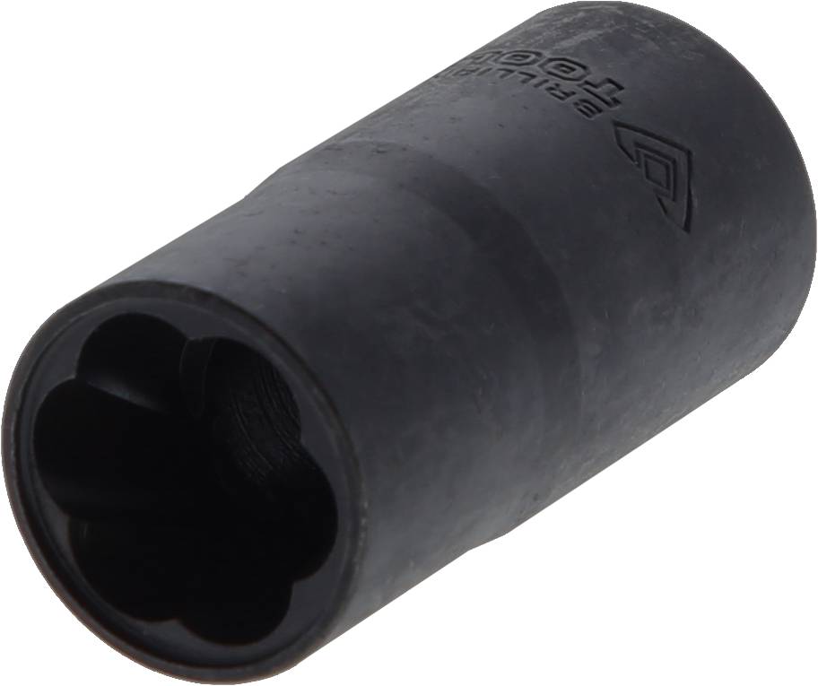 Eine schwarze 3/8 Zoll Bohrerspitzenhalterung aus Metall mit einem markanten Logo seitlich, oft in der Mechanik verwendet.