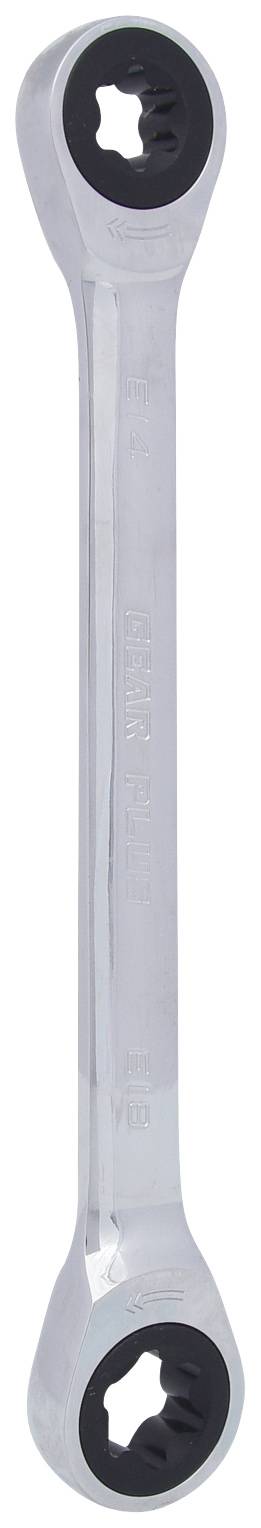 Schraubenschlüssel mit zwei Enden in verschiedenen Größen, aus Metall, silberfarben. Geeignet für Befestigungen an Fahrzeugen oder Maschinen.