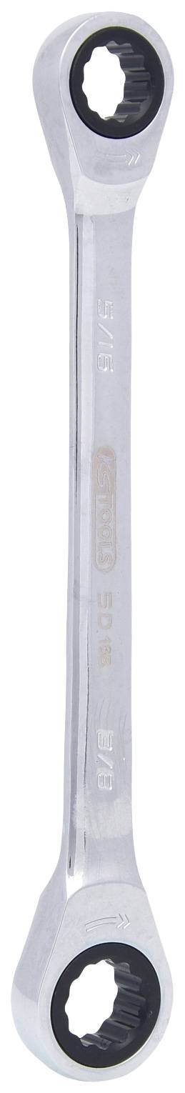 Der Ringratsche zeigt zwei unterschiedliche sechskantige Enden. Sie wird zum Anziehen oder Lösen von Schrauben in Werkstätten verwendet.