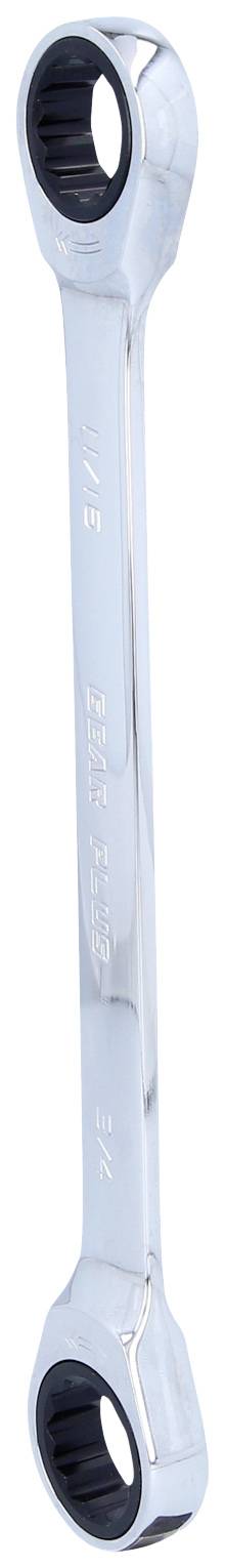 Ein Metallringschlüssel mit zwei Sechskantenden. Werkzeug dient zum Festziehen oder Lösen von Schraubenmuttern.