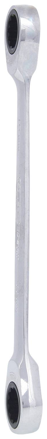 Doppelringschlüssel aus Metall, beide Enden sind als Ring ausgeführt. Werkzeug zur Befestigung und Lösung von Schrauben und Muttern.