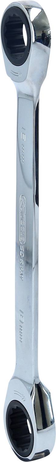 Doppelringschlüssel aus Metall mit unterschiedlichen Größen an jedem Ende.