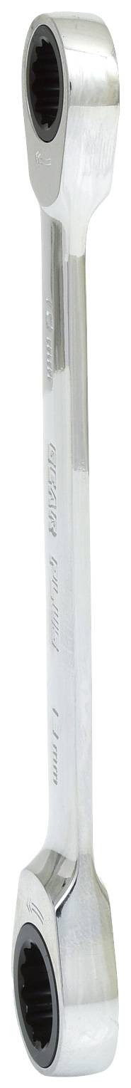 Ein silberner Ringmaulschlüssel mit zwei unterschiedlich großen Enden. Hauptsächlich für mechanische Reparaturen verwendet.