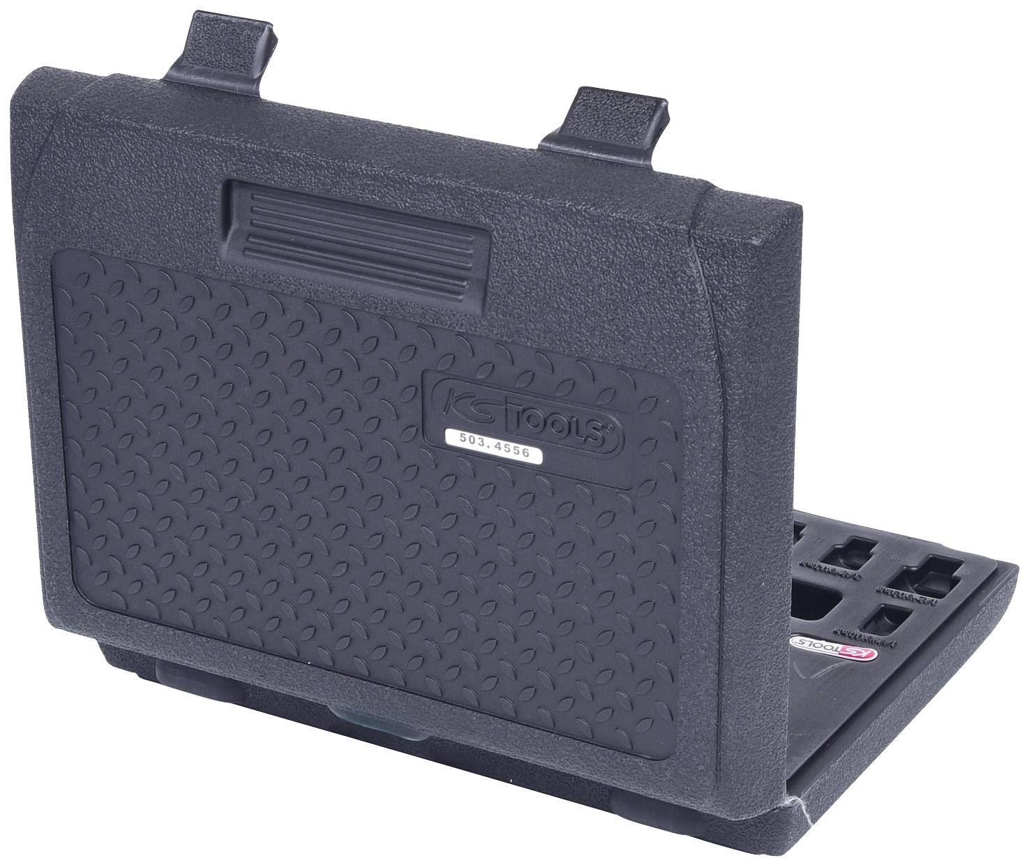 Robustes, geschlossenes Laptop-Gehäuse mit Tragegriff, geeignet für den Einsatz in anspruchsvollen Umgebungen.