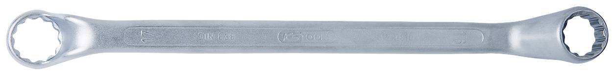 Ein Schraubenschlüssel mit zwei Sechskantöffnungen, aus Metall, dient zum Lösen und Anziehen von Schrauben unterschiedlicher Größen.