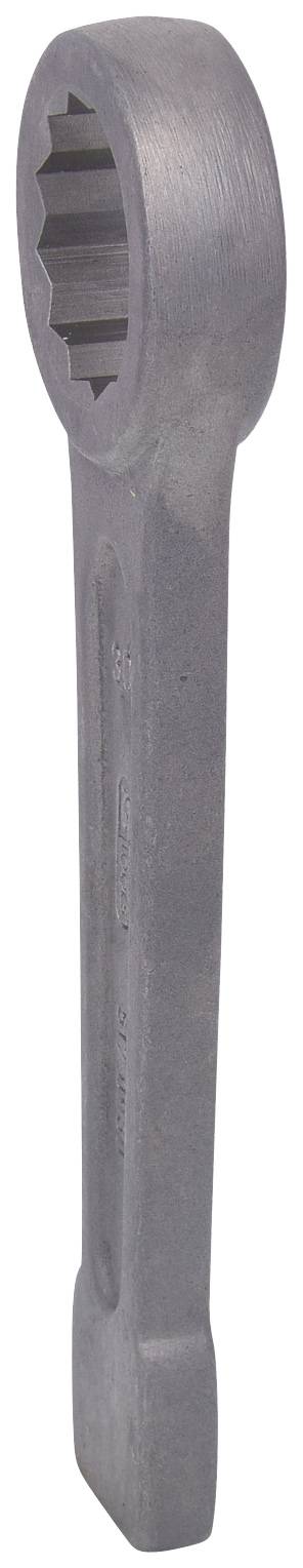 Ein großer, metallischer Doppelmaulschlüssel mit sechseckiger Öffnung, hauptsächlich für schwere mechanische Arbeiten verwendet.