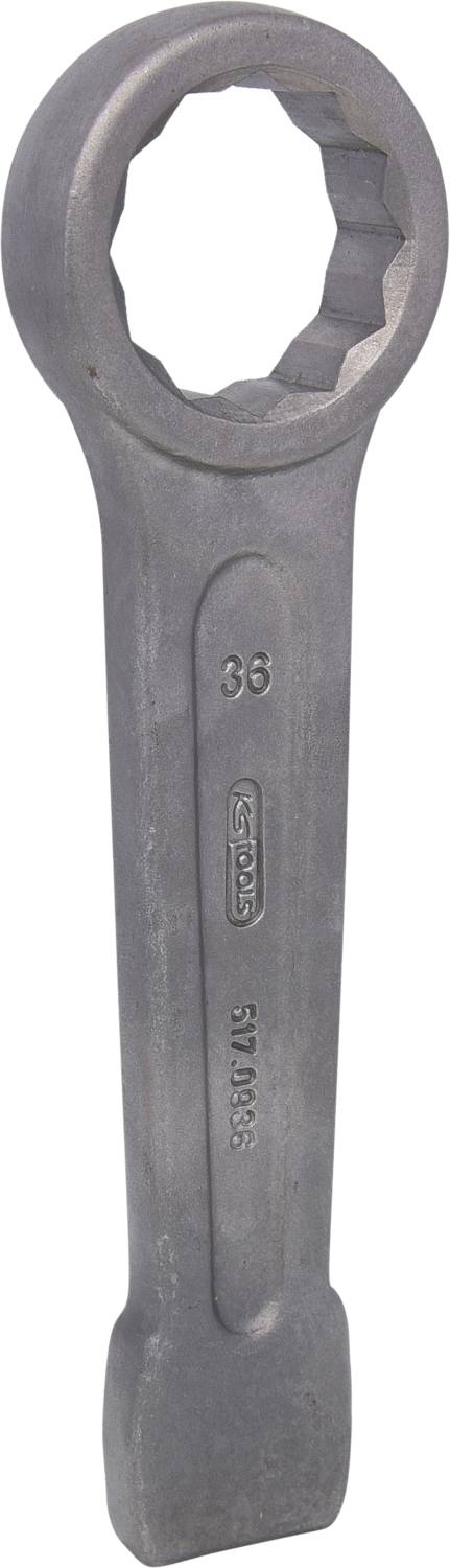 Ein großer Maulschlüssel aus Metall mit der Aufschrift '36' auf dem Griff, geeignet für das Festziehen oder Lösen von Schraubenmuttern.