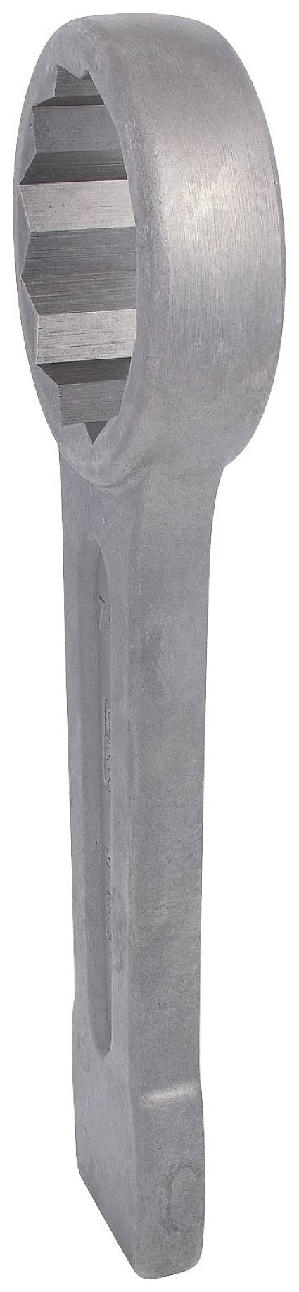 Ein massiver Metallringmaulschlüssel mit sechseckiger Öffnung und langem Griff. Geeignet für große Bolzen oder Muttern.