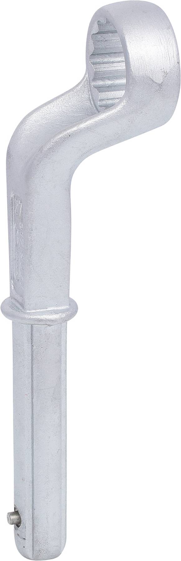 Ein silberner, gebogener Steckschlüssel.