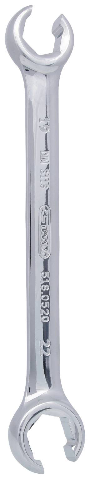 Ein metallener Maulschlüssel, Größe 22 mm, mit glänzender Oberfläche. Werkzeug für das Lösen oder Festziehen von Schrauben und Muttern.