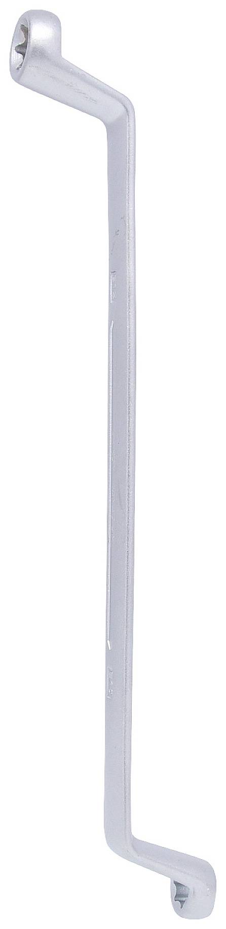 Ein silbernes, L-förmiges Werkzeug, bekannt als Radkreuz oder Radschlüssel, das zum Anziehen oder Lösen von Radmuttern verwendet wird.