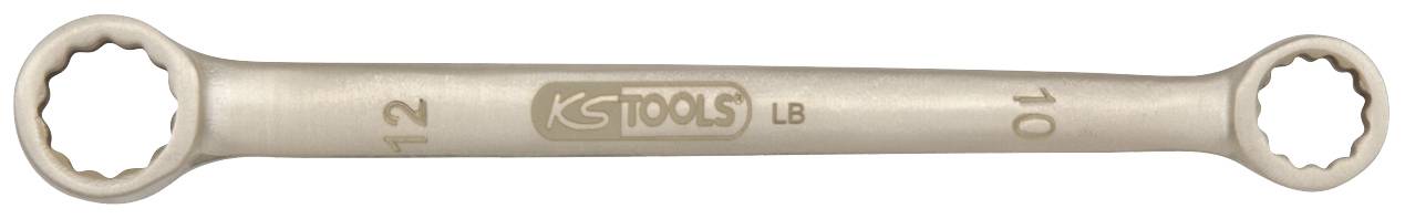 Ein doppelseitiger Ringschlüssel mit den Größen 12 und 10, Markenlogo 'KS Tools' auf dem Griff.