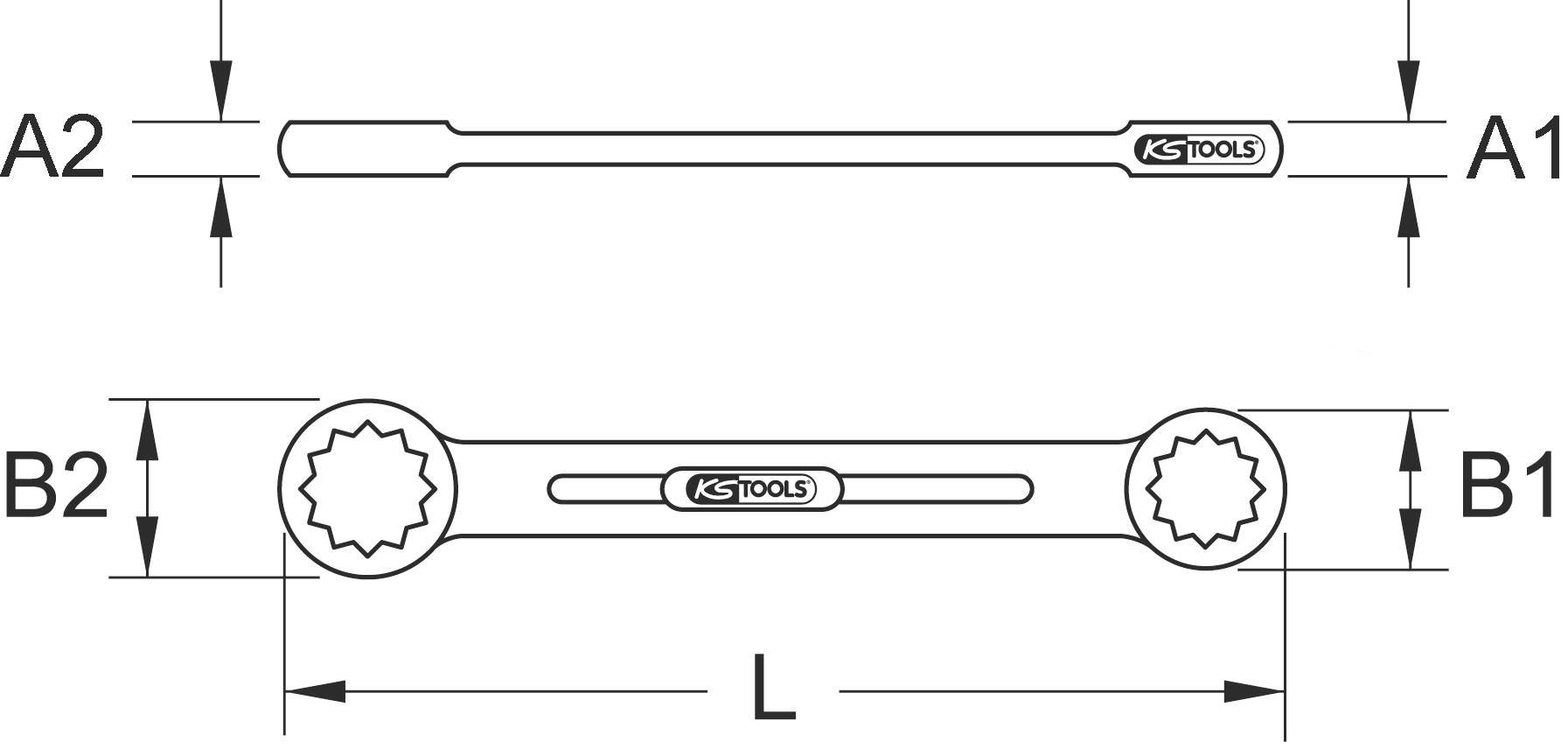 KS Tools 9637496 963.7496 Doppel-Ringschlüssel Schlüsselweite (Metrisch) 19 - 24mm