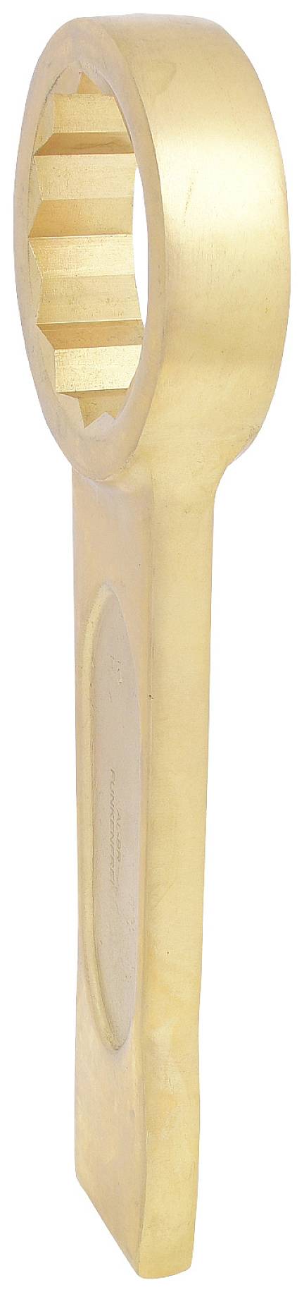 Großer, sechskantiger Schraubenschlüssel aus Metall, geeignet für industrielle Anwendungen; kompakte, robuste Konstruktion.