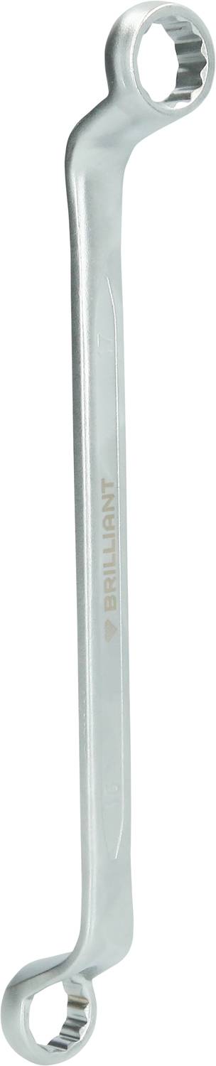 Ein silberner Ringschlüssel mit zwei unterschiedlich großen Enden.