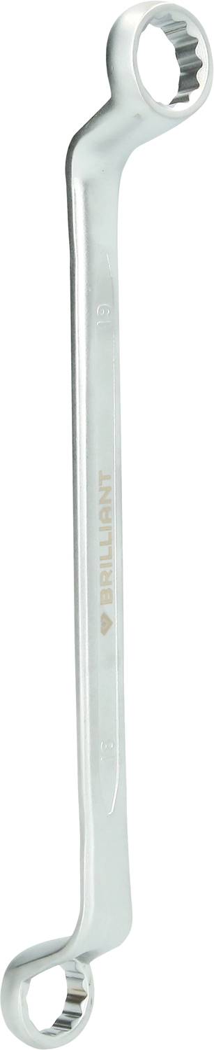 Ein silberner Ringmaulschlüssel mit zwei unterschiedlich großen Köpfen.