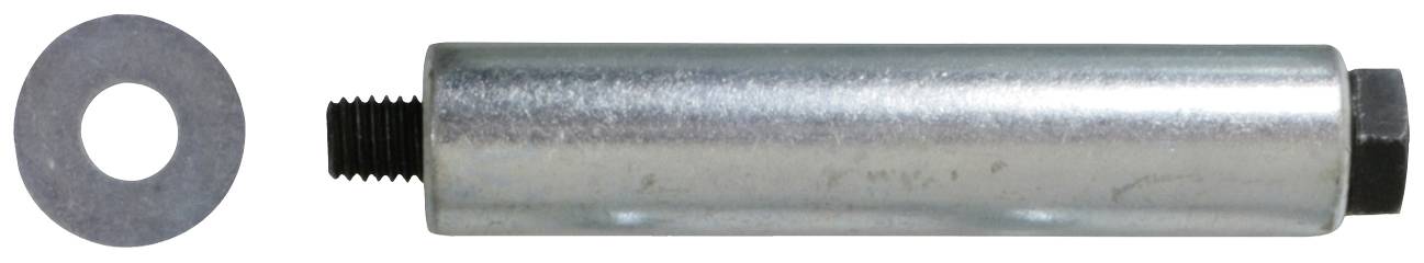 Metallstift mit Gewinde und Unterlegscheibe, nebeneinander liegend.
