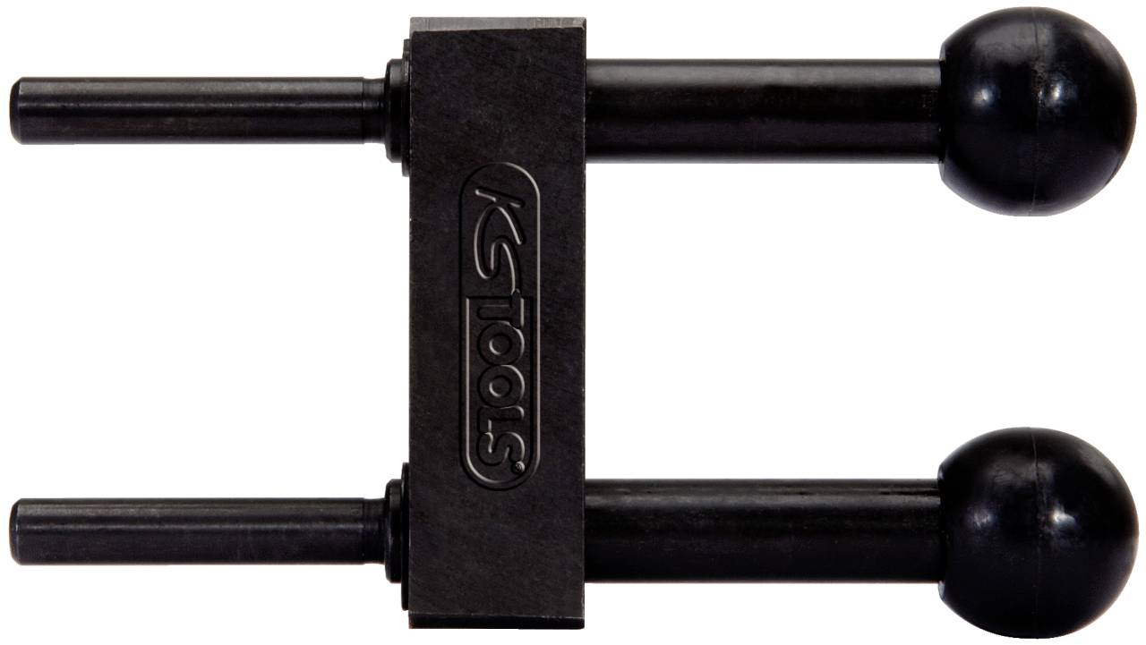 Schwarzes Spannwerkzeug mit zwei runden Griffen und der Aufschrift 'KS TOOLS'.
