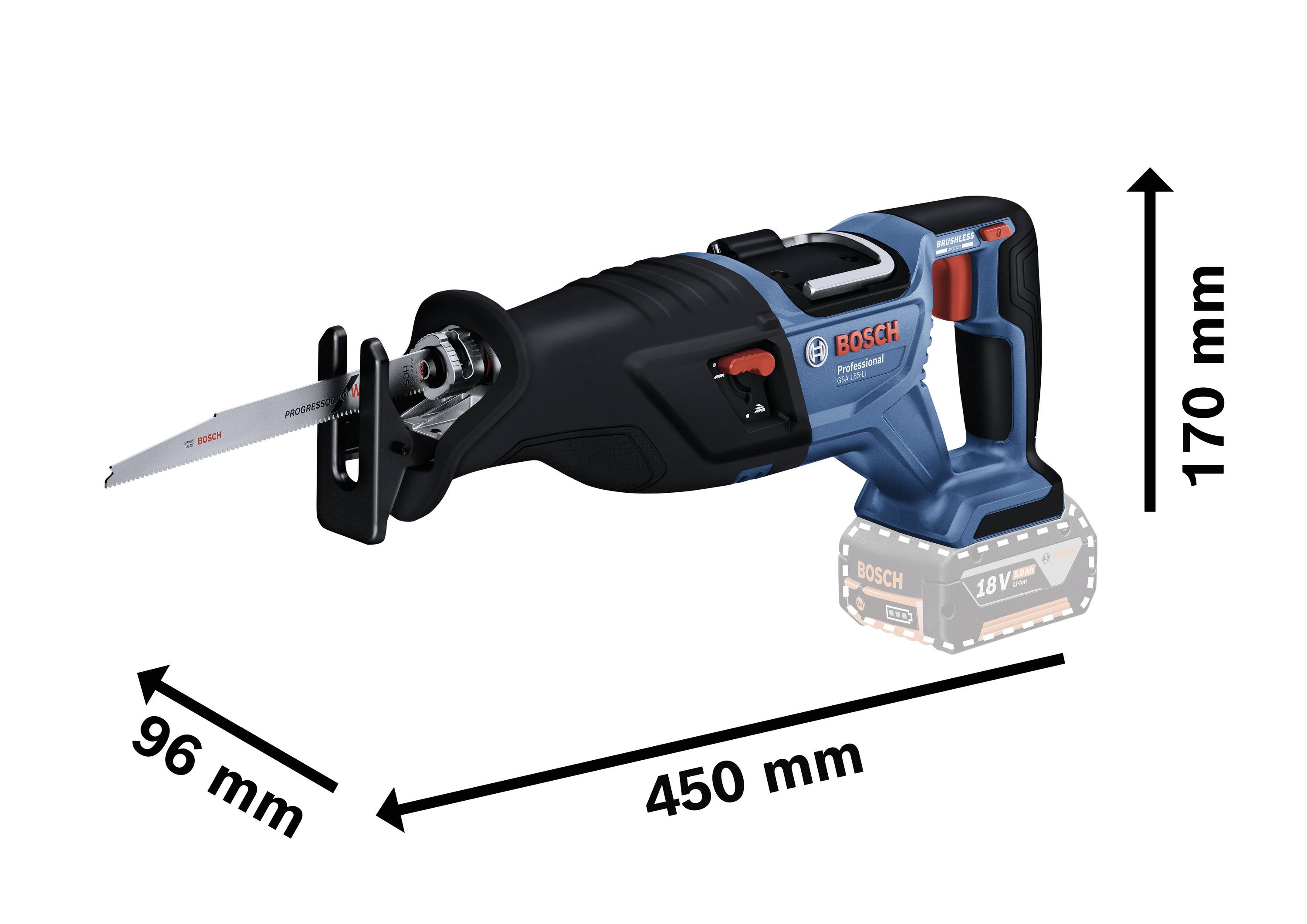 Bosch Professional GSA 18V-28 Akku-Säbelsäge 06016C0000 bürstenlos, ohne Akku 1100W 18V