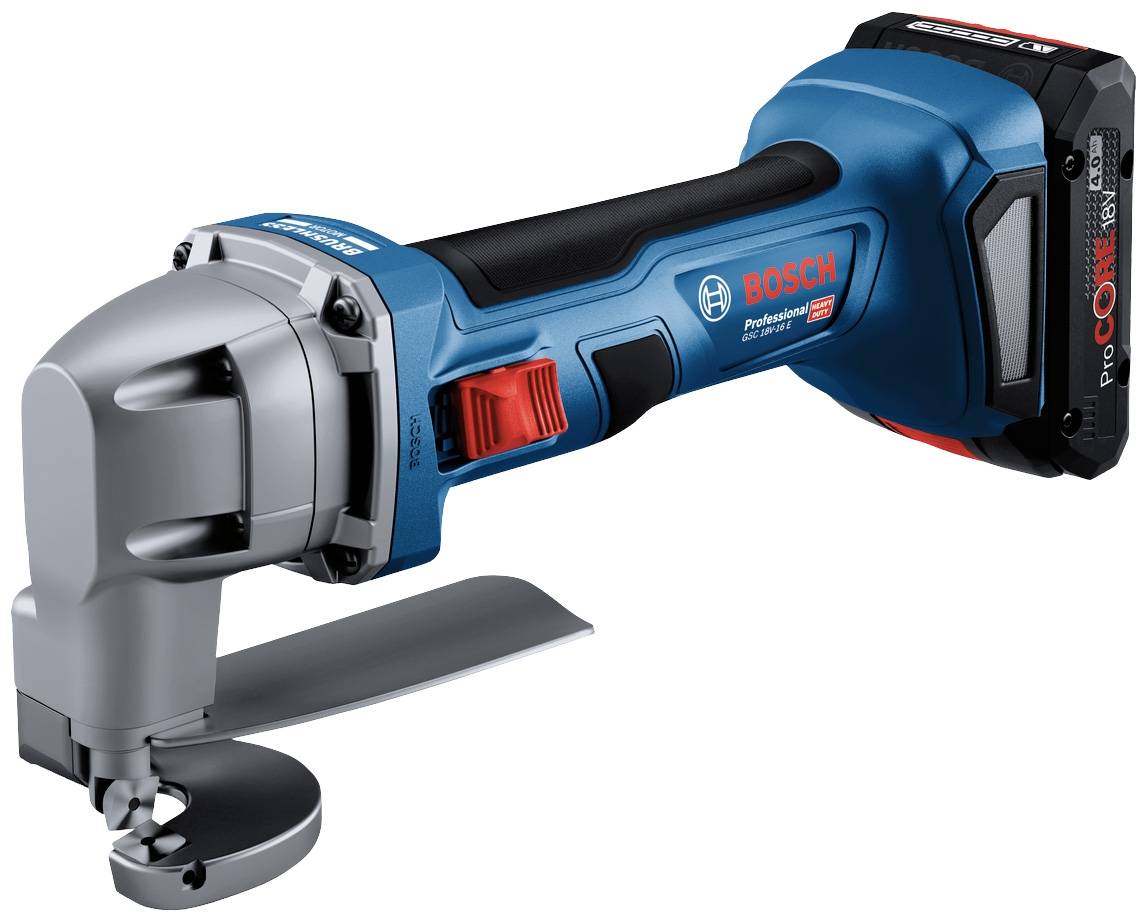 Bosch Professional Akku-Blechschere 0601926301 GSC 18V-16 E bürstenlos, inkl. 2. Akku, inkl. Ladegerät, inkl. Koffer