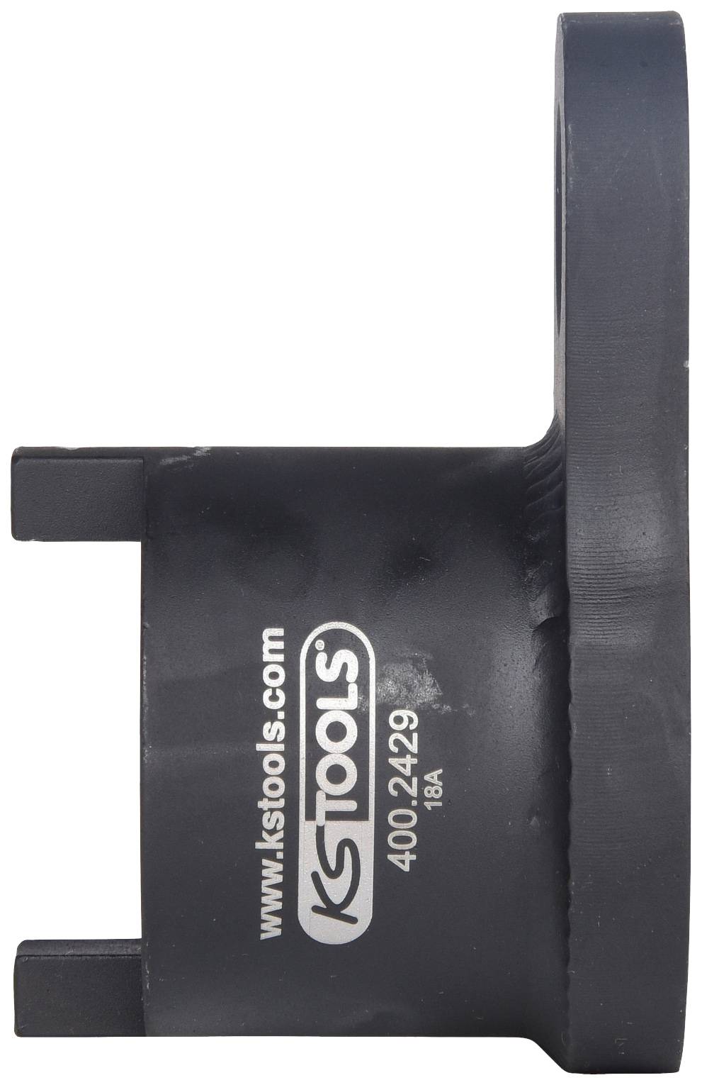 Ein schwarzes Werkzeugteil mit Aufschrift 'KS Tools 400.2429' und einer Webadresse.