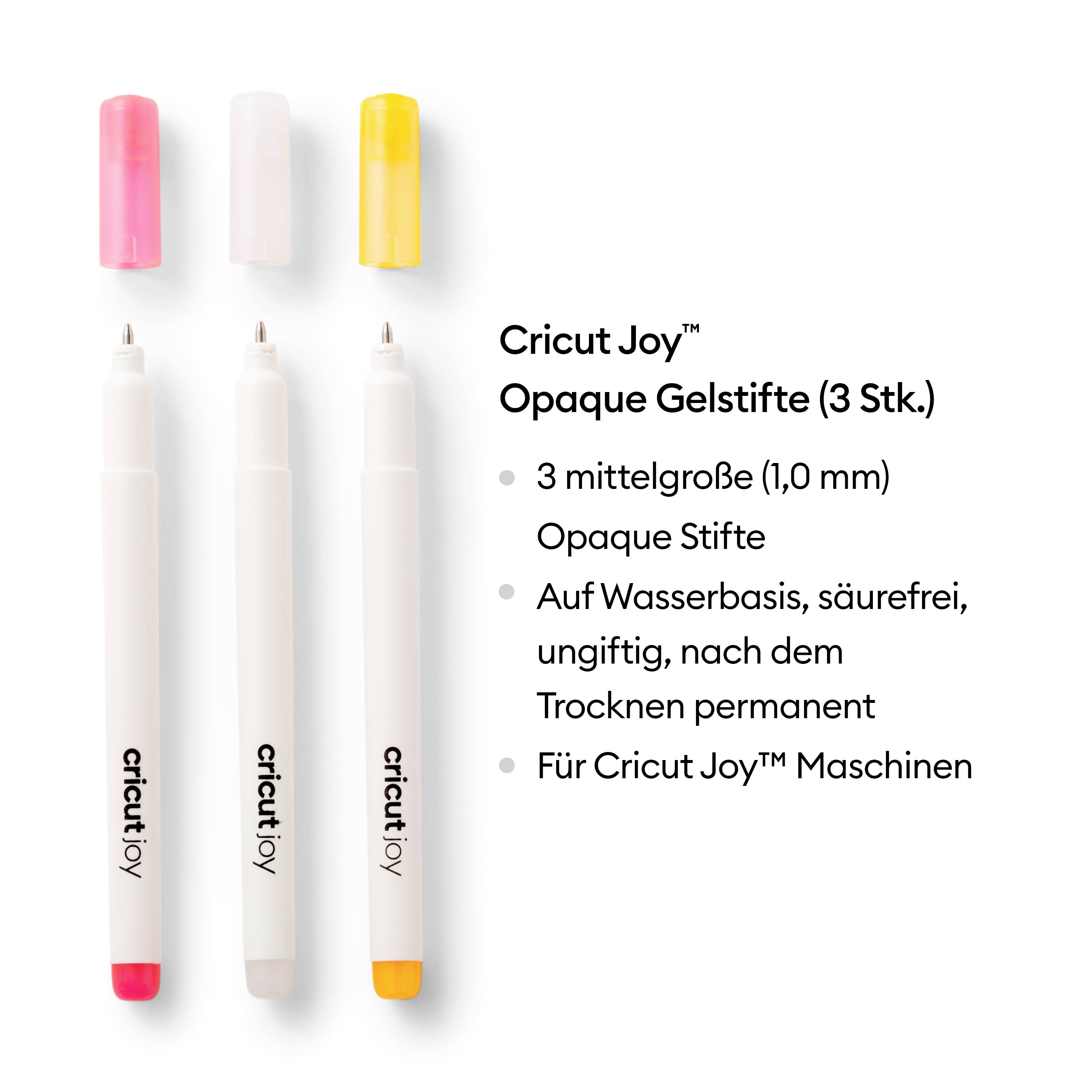 Cricut Joy™ Gel 1,0 mm, 3er Stiftset Weiß, Pink, Orange