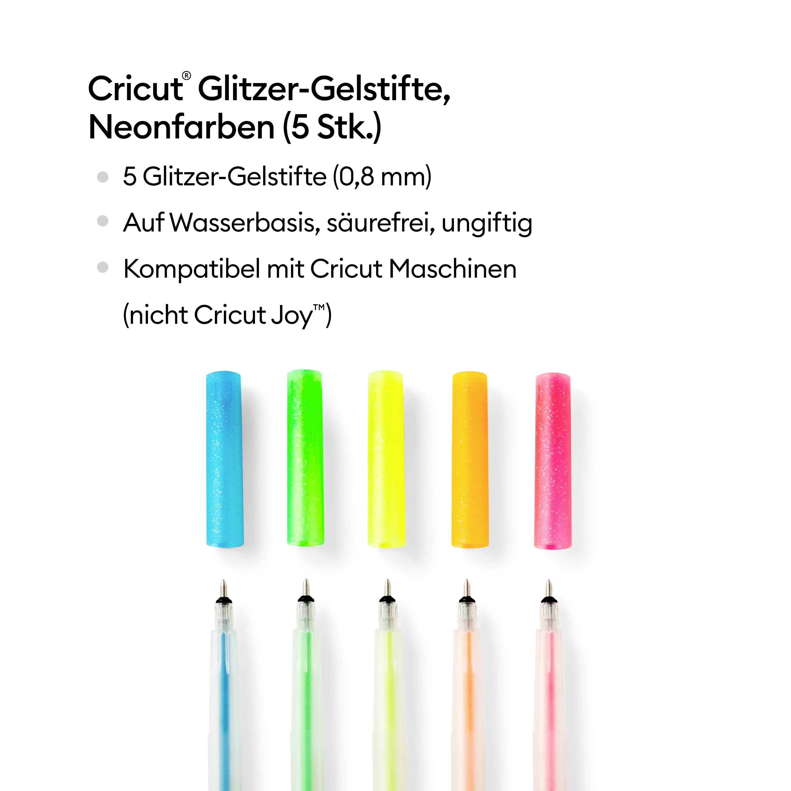 Cricut Glitzer Gel 0,8mm, 5er Stiftset Neon