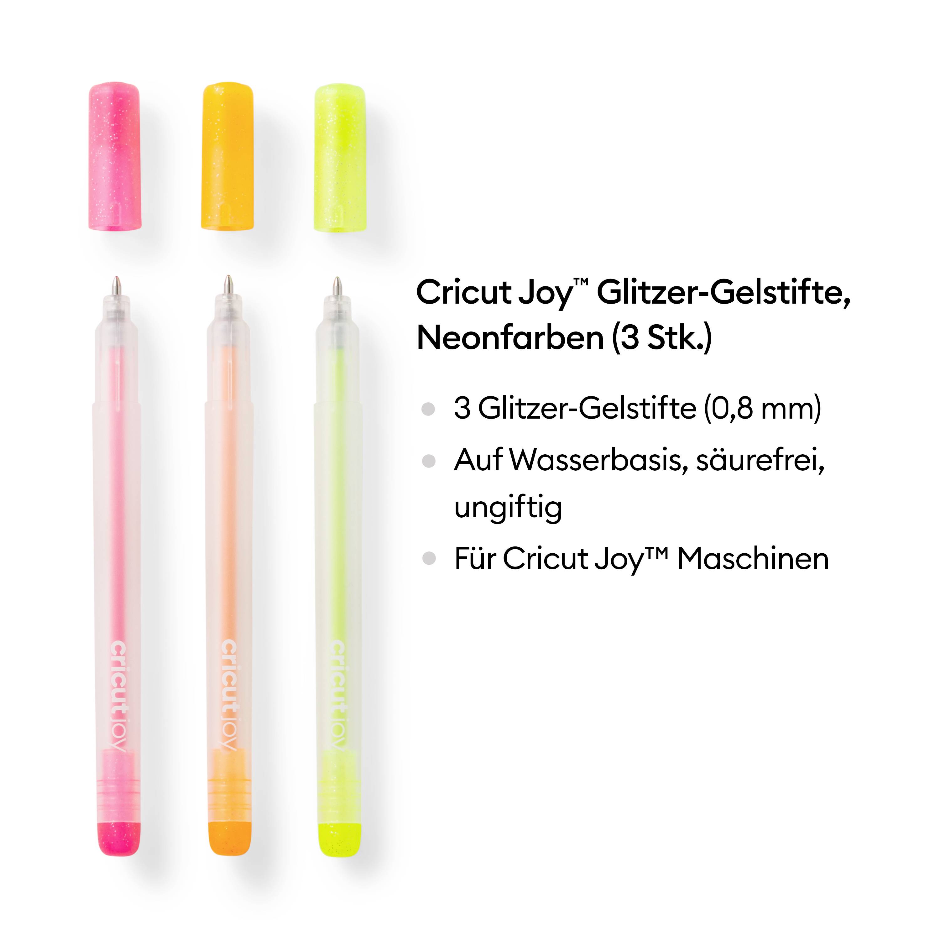 Cricut Joy™ Glitzer Gel 0,8mm, 3er Stiftset Neon