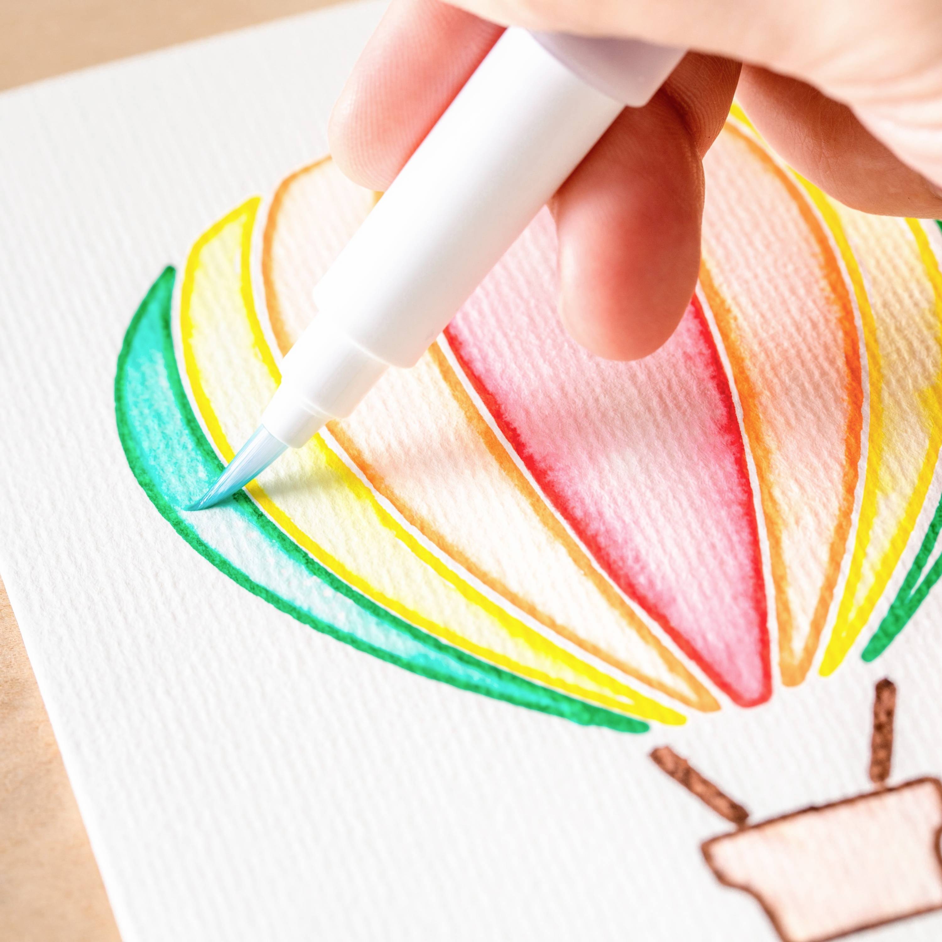 Cricut Aquarellstiften & -pinsel, 9er Stiftset Grün, Blau, Violett, Rot, Schwarz, Braun, Gelb, Orange