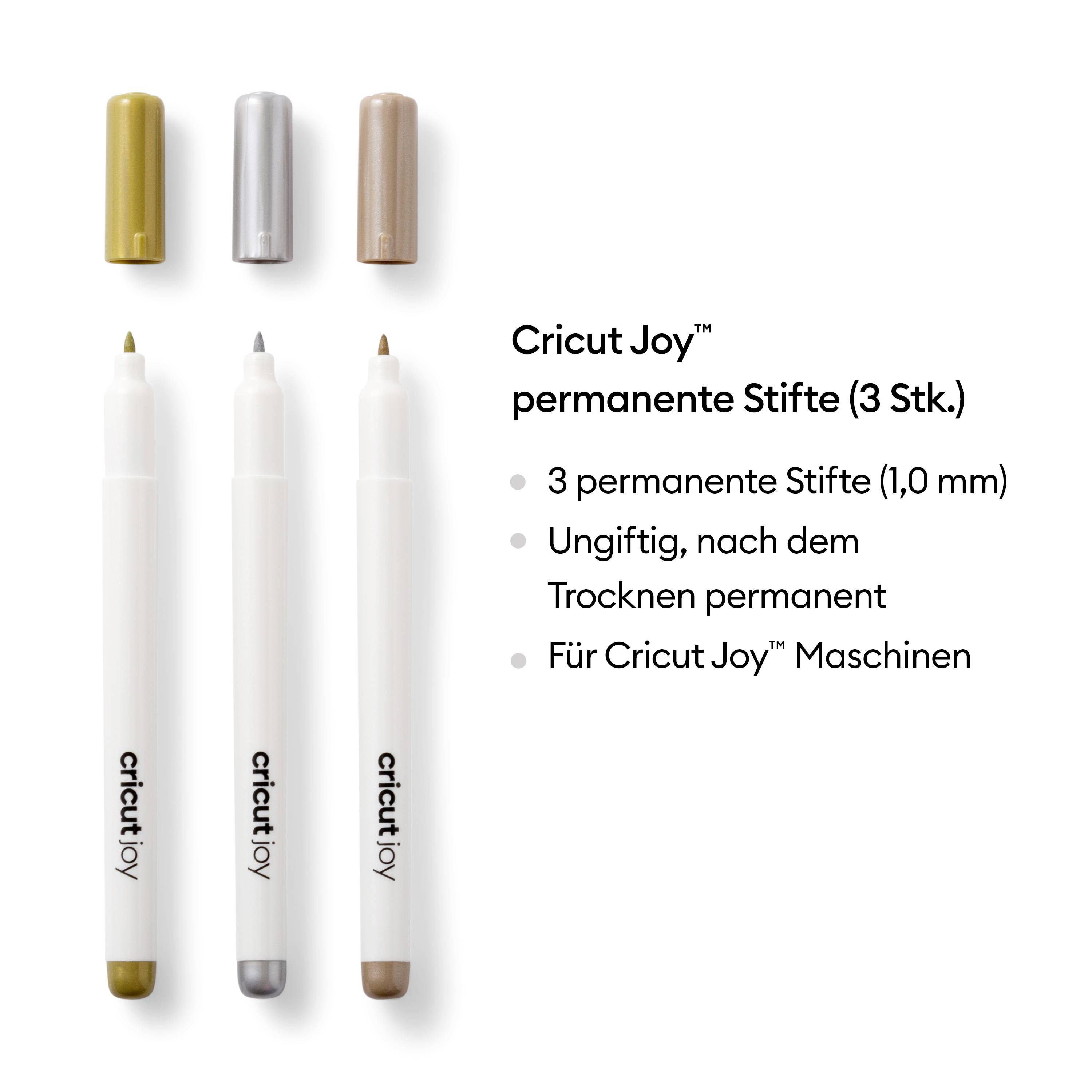 Cricut Permanent markers 1.0mm, 3er Stiftset Gold, Silber, Kupfer