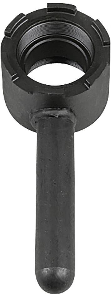 Ein schwarzes, zylindrisches Werkzeug mit langem Griff, vermutlich ein Schraubenschlüsselaufsatz.