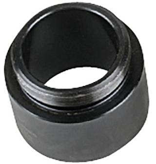 Schwarzes, zylindrisches Metallteil; möglicherweise ein Adapter oder eine Verbindungshülse.