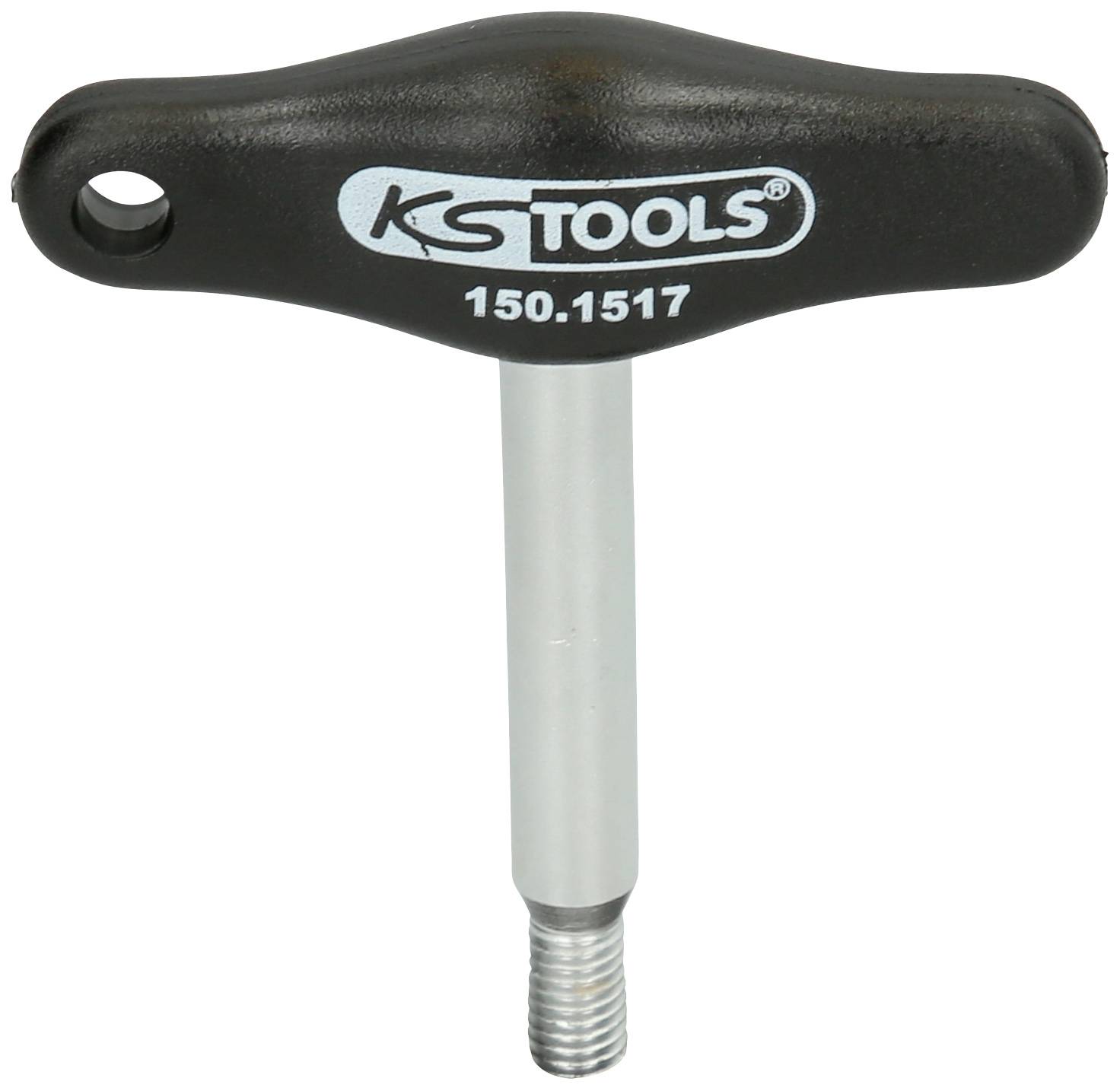 Handgriff von KS Tools mit der Aufschrift '150.1517', schwarzer T-Griff oben und silbernem Gewindestab unten.