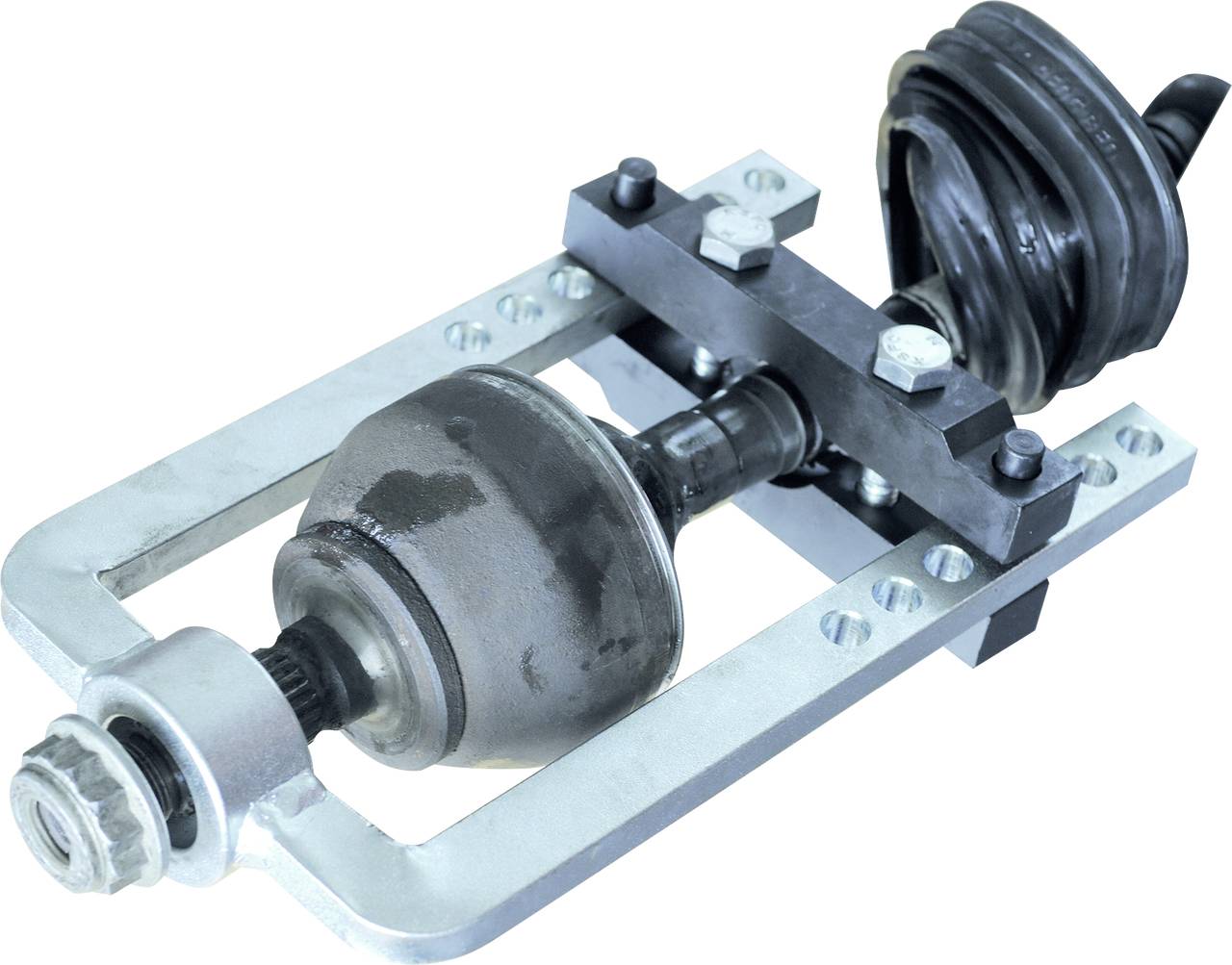 Ein Abzieherwerkzeug für den Abbau von Kugelgelenken. Besteht aus einem robusten Metallrahmen und einem verstellbaren Mechanismus.