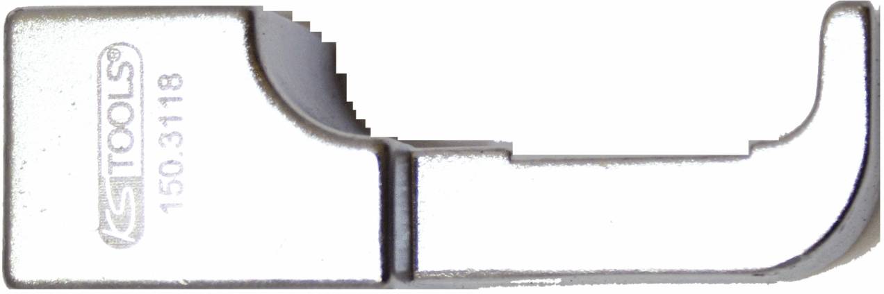 Metallisches Spezialwerkzeug mit der Aufschrift 'TOOLS 150.3118', verwendet zum Greifen oder Anziehen von Muttern oder Rohren.