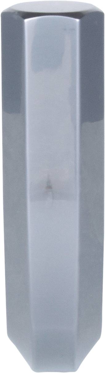 Blaue, hochrechteckige Vase mit glatter Oberfläche.