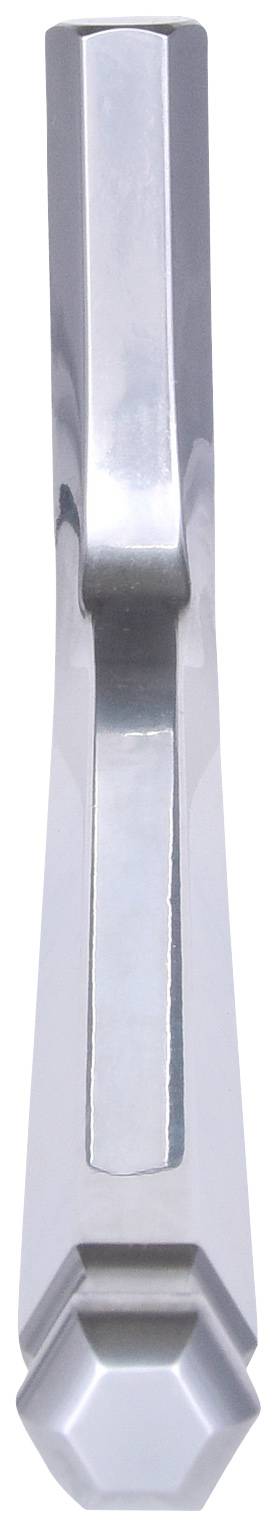 Silberner Türklopfer mit modernem, geometrischem Design.