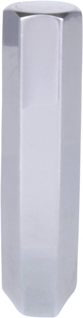 Graue, sechseckige Vase aus Keramik mit glatter Oberfläche.