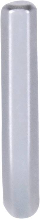 Kleiner, silberner Metallzylinder, vertikal stehend.