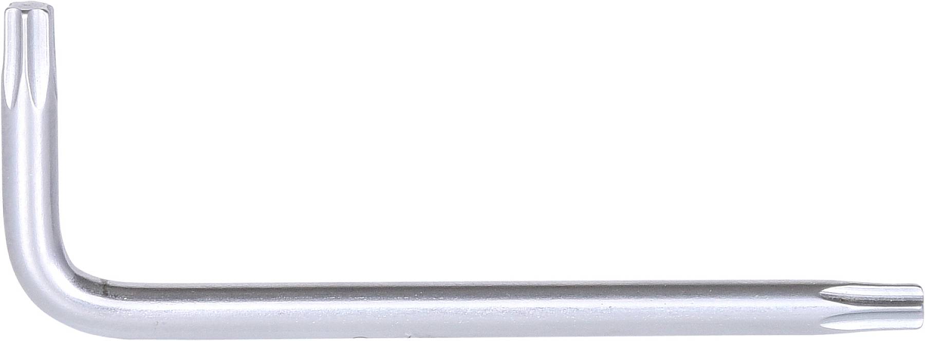 Ein L-förmiger Torx-Schlüssel aus Metall, der zum Anziehen oder Lösen von Torx-Schrauben verwendet wird.